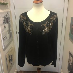 WHBM Cardigan with beaded flower detail